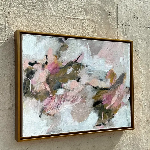 Vintage Boho Original Abstract Oil Painting on Canvas - Canvas, 28.75W x 22.75H — additional photo 4