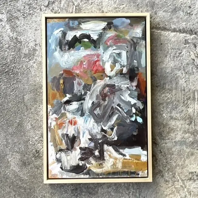 Vintage Boho Original Abstract Oil Painting on Canvas - Canvas, 18.5W x 29.25H — additional photo 1