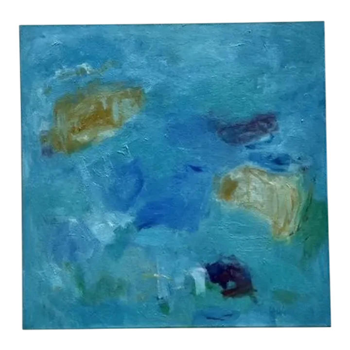 Vintage Boho Original Abstract Oil Painting on Canvas - Oil Paint, 36W x 36H — additional photo 3