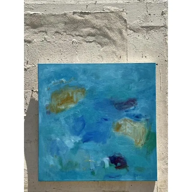 Vintage Boho Original Abstract Oil Painting on Canvas - Oil Paint, 36W x 36H — additional photo 4