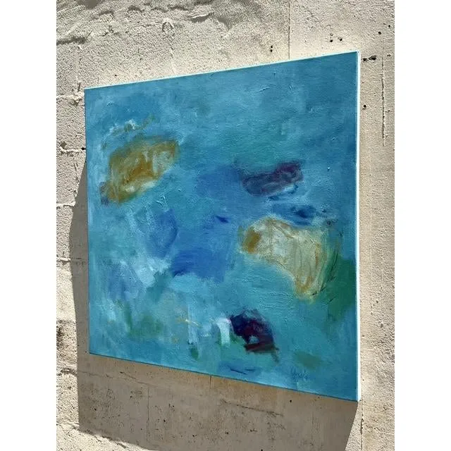 Vintage Boho Original Abstract Oil Painting on Canvas - Oil Paint, 36W x 36H — additional photo 5