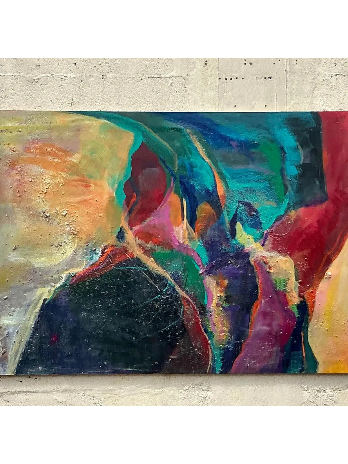 Vintage Boho Original Abstract Oil Painting on Canvas