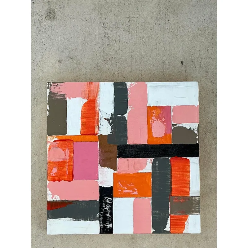Vintage Boho Original Abstract Oil Painting on Wood — additional photo 1