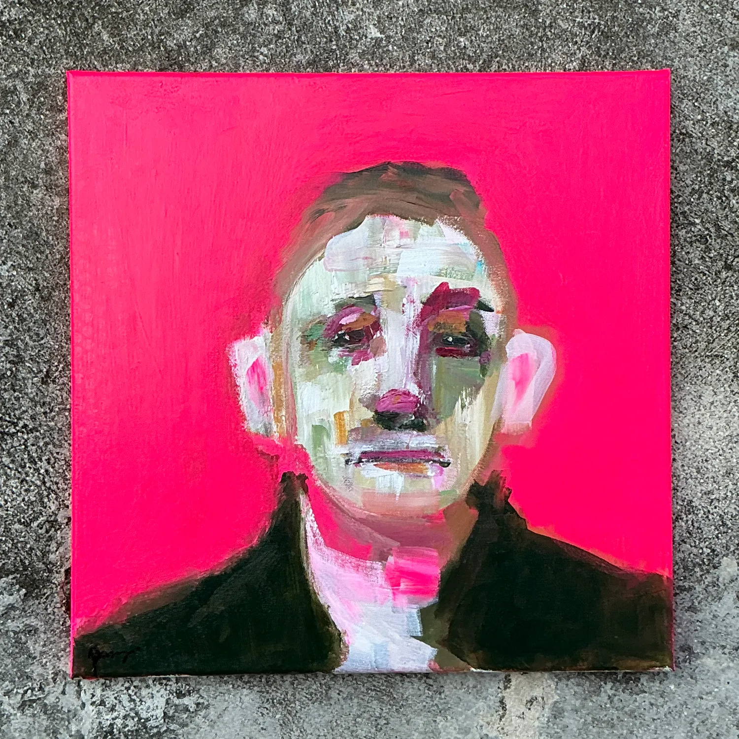 Vintage Boho Original Abstract Oil Portrait Painting on Canvas — additional photo 1