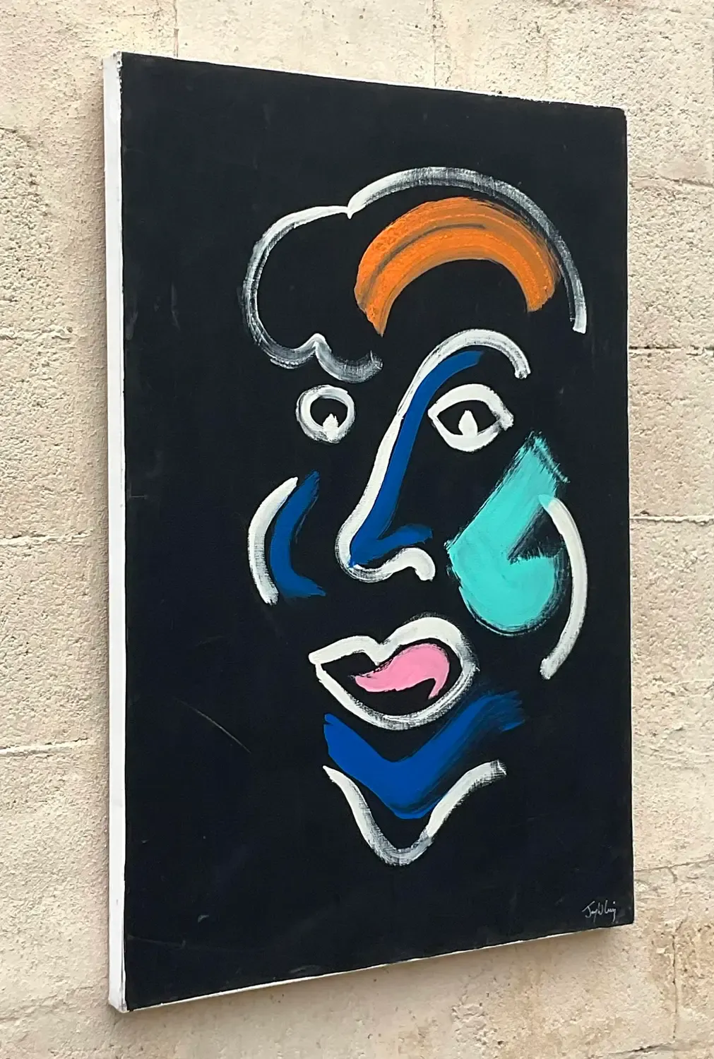 Vintage Boho Original Abstract Portrait Oil Painting on Canvas — additional photo 5