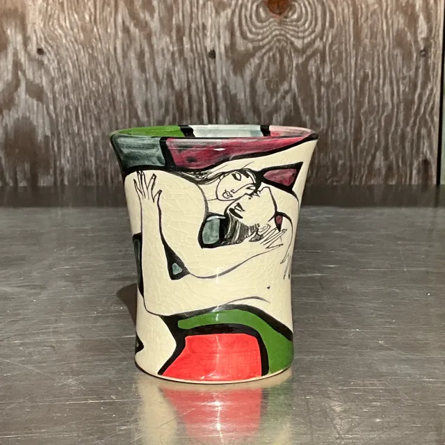 Vintage Boho Original Abstract Vase Signed by Artist — additional photo 2
