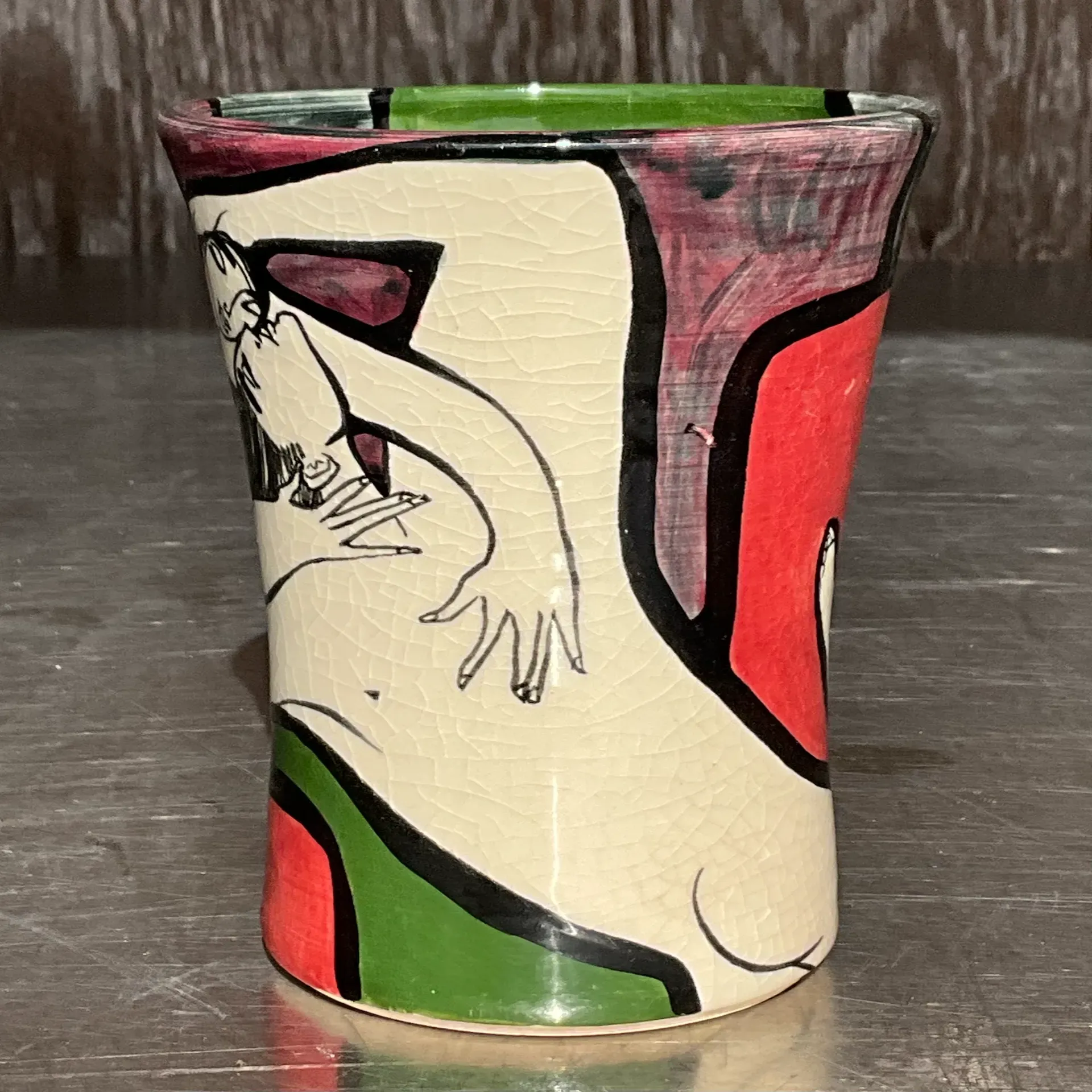Vintage Boho Original Abstract Vase Signed by Artist — additional photo 3