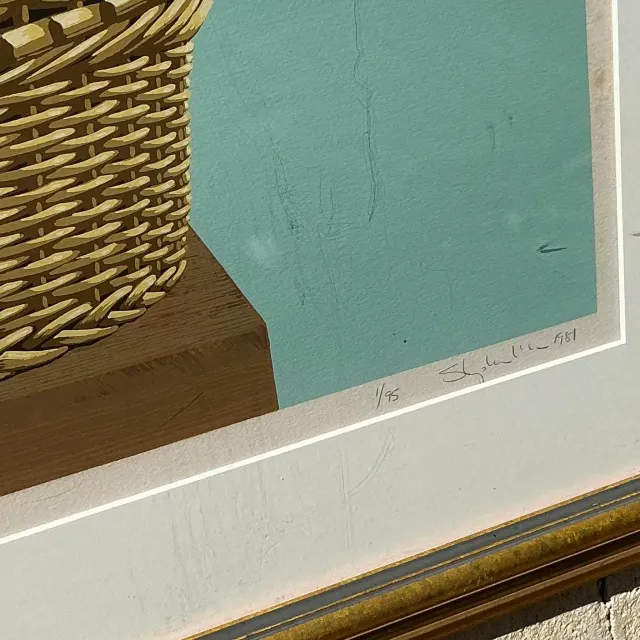 Vintage Boho Original Basket Serigraph on Paper — additional photo 8