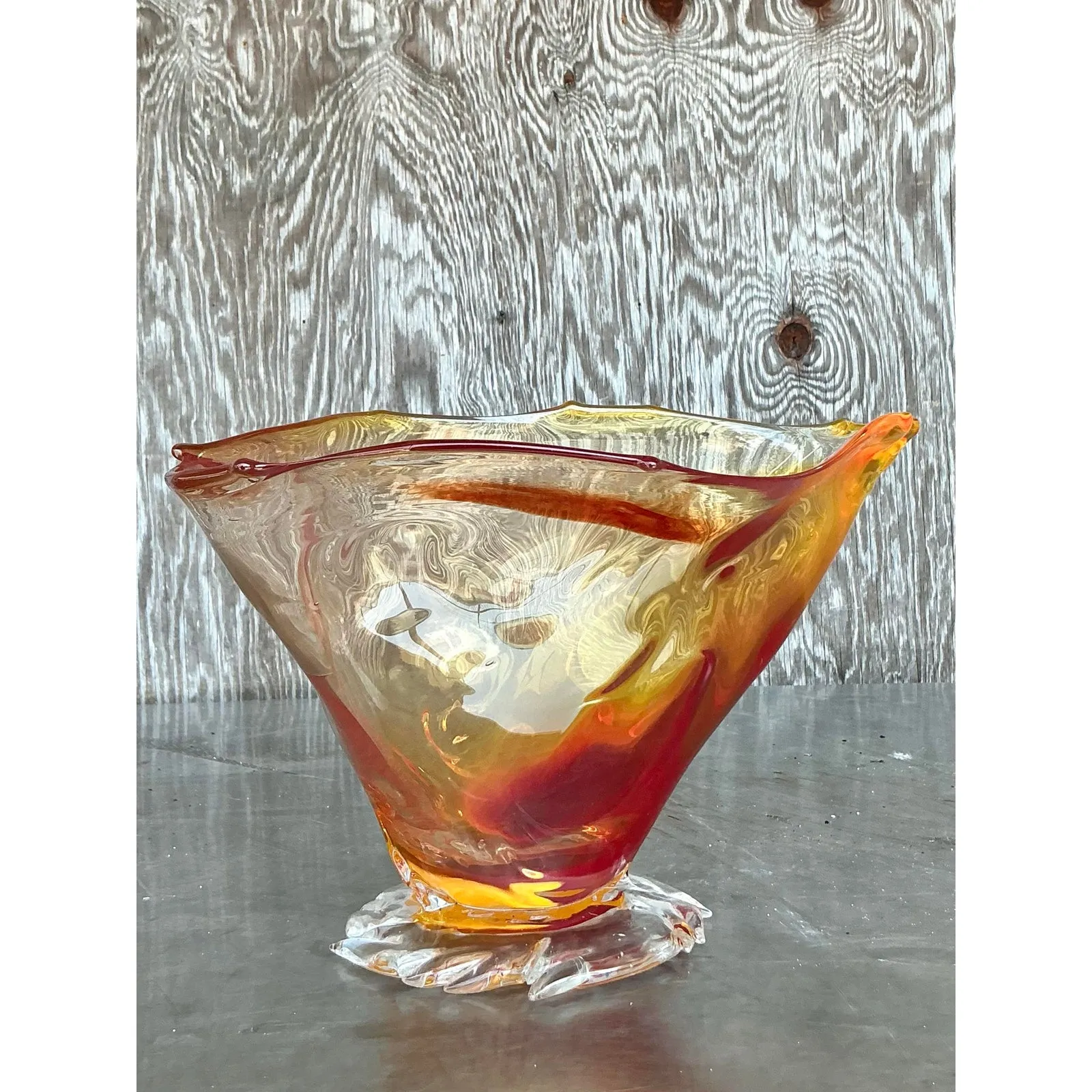 Vintage Boho Original Blown Glass Bowl — additional photo 1