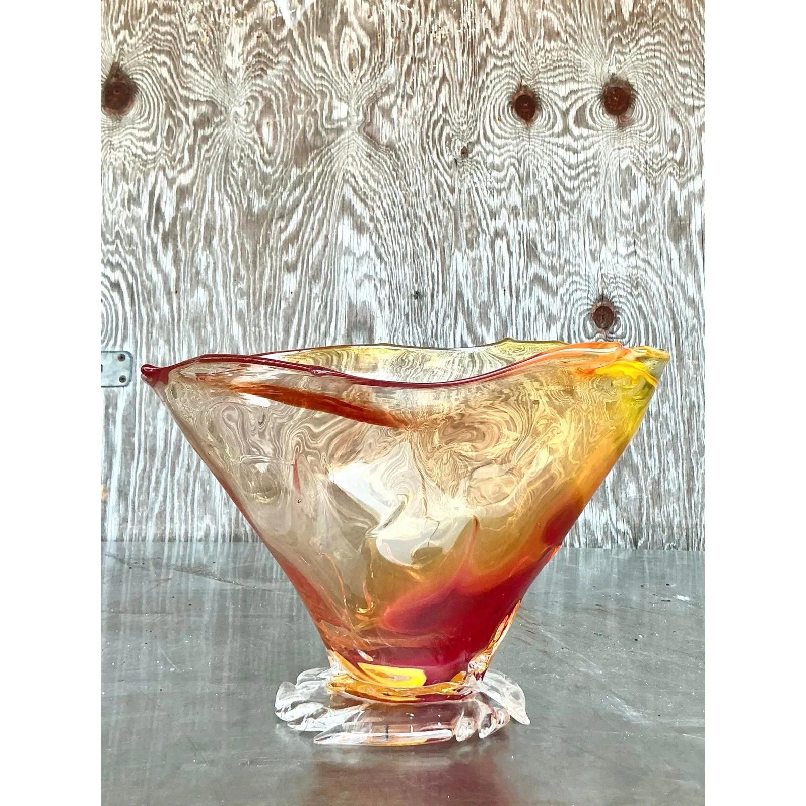 Vintage Boho Original Blown Glass Bowl — additional photo 2