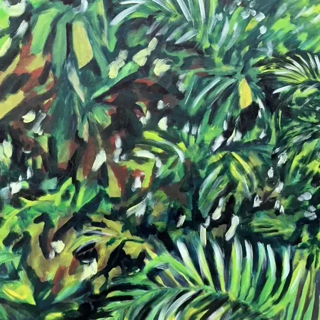 Vintage Boho Original Botanical Oil Painting on Canvas — additional photo 3