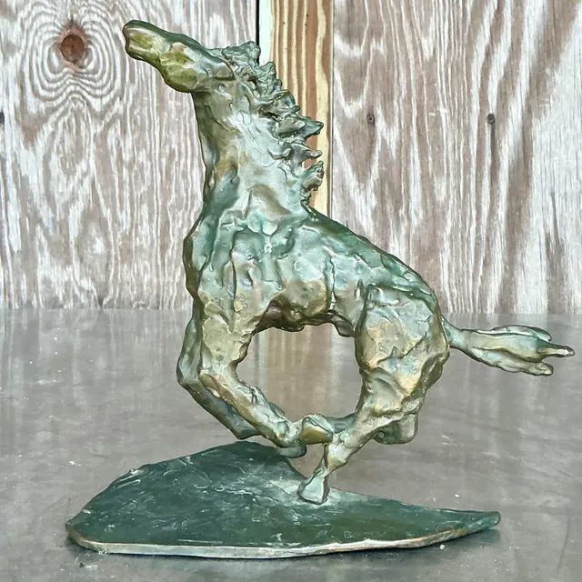 Vintage Boho Original Bronze Sculpture of Horse — additional photo 3