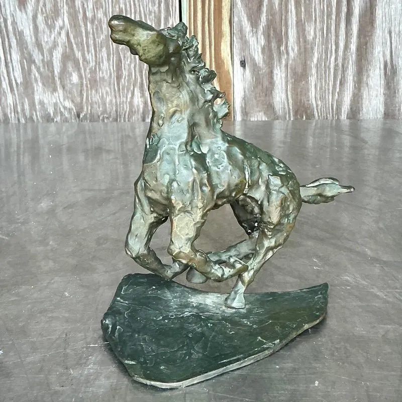 Vintage Boho Original Bronze Sculpture of Horse — additional photo 4