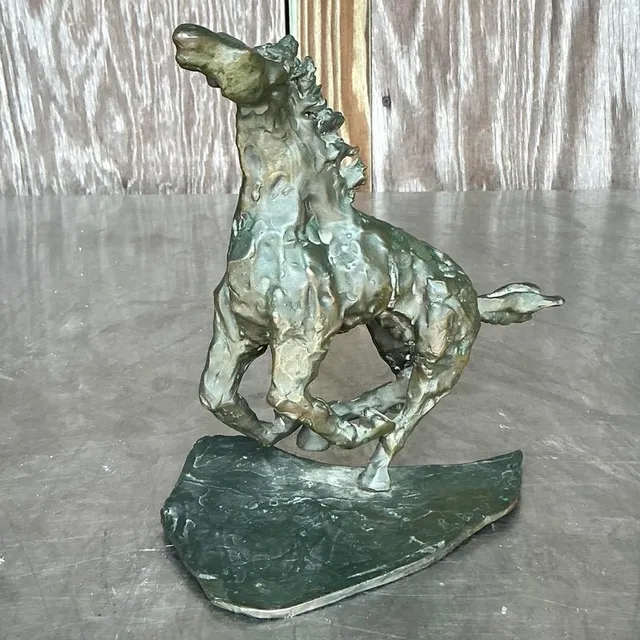 Vintage Boho Original Bronze Sculpture of Horse — additional photo 4