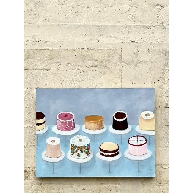 Vintage Boho Original Cakes Painting on Canvas — additional photo 3