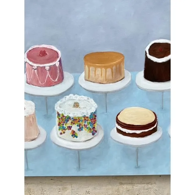 Vintage Boho Original Cakes Painting on Canvas — additional photo 4