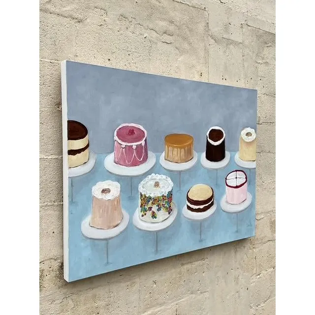 Vintage Boho Original Cakes Painting on Canvas — additional photo 5