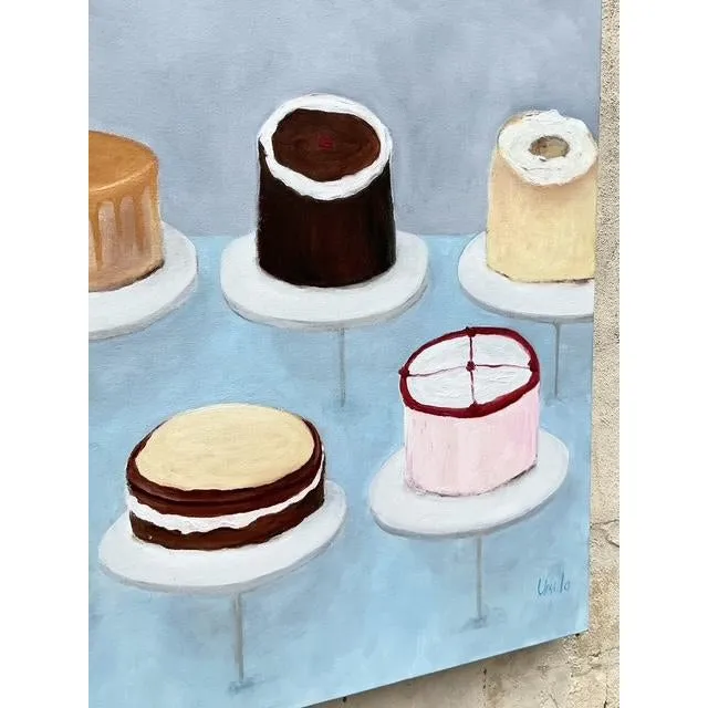 Vintage Boho Original Cakes Painting on Canvas — additional photo 6