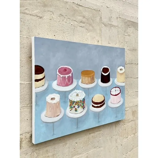 Vintage Boho Original Cakes Painting on Canvas — additional photo 7