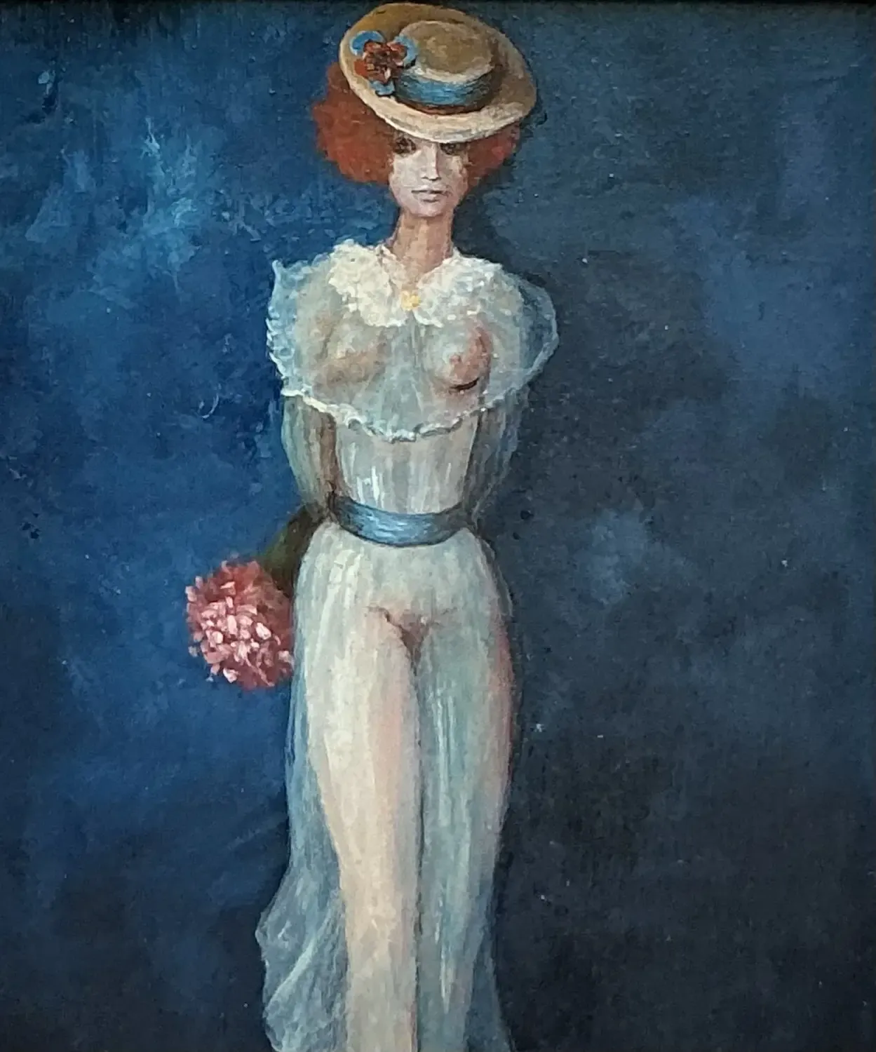 Vintage Boho Original Figurative Oil on Canvas — additional photo 2