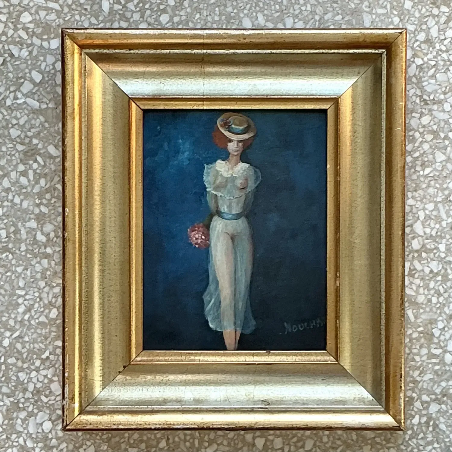 Vintage Boho Original Figurative Oil on Canvas — additional photo 3
