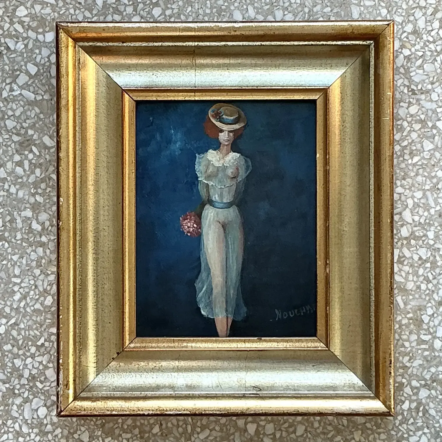 Vintage Boho Original Figurative Oil on Canvas — additional photo 5