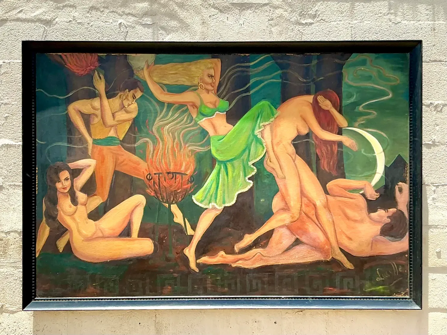 Vintage Boho Original Figurative Oil Painting on Board — additional photo 2
