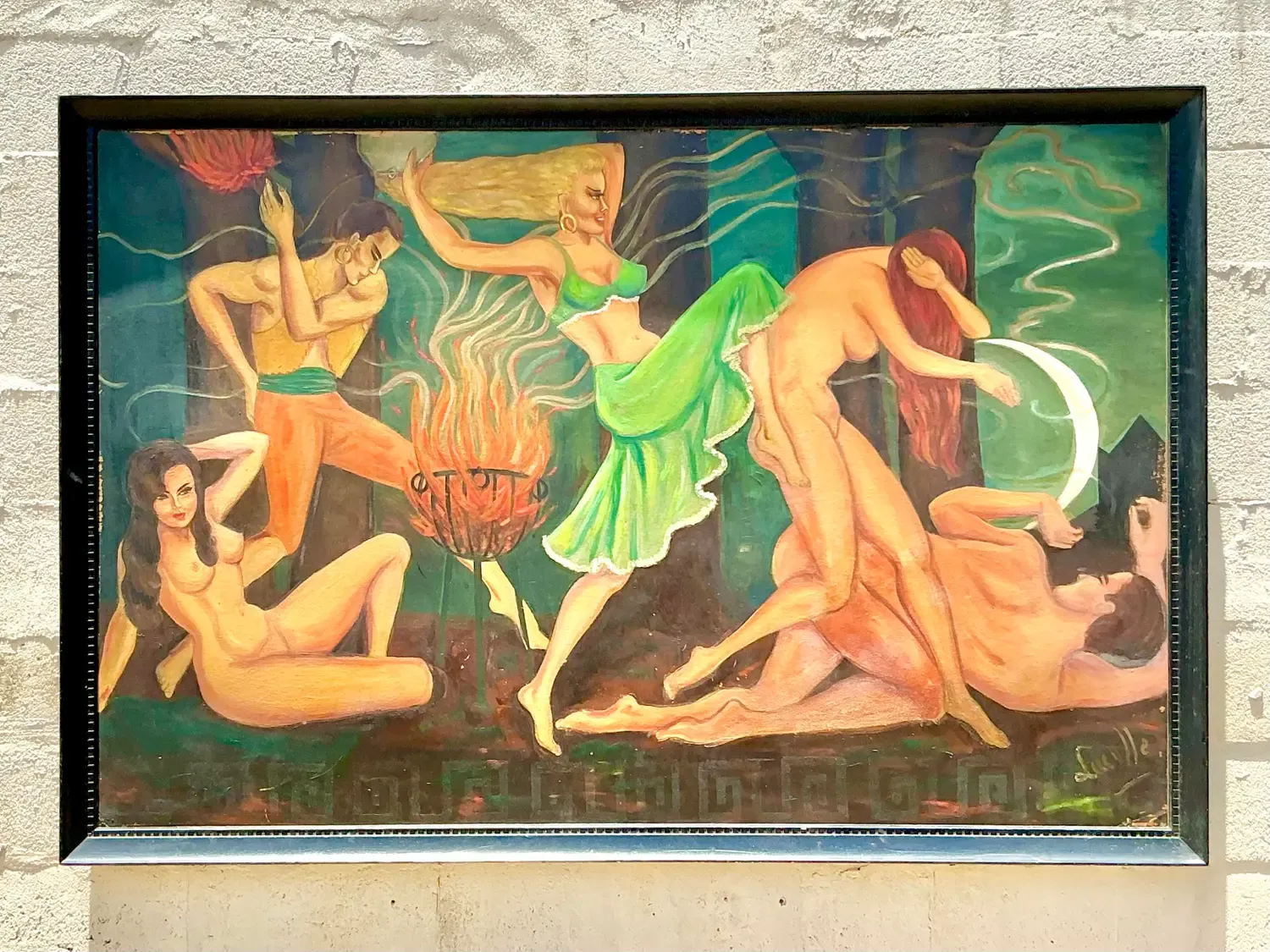 Vintage Boho Original Figurative Oil Painting on Board — additional photo 3