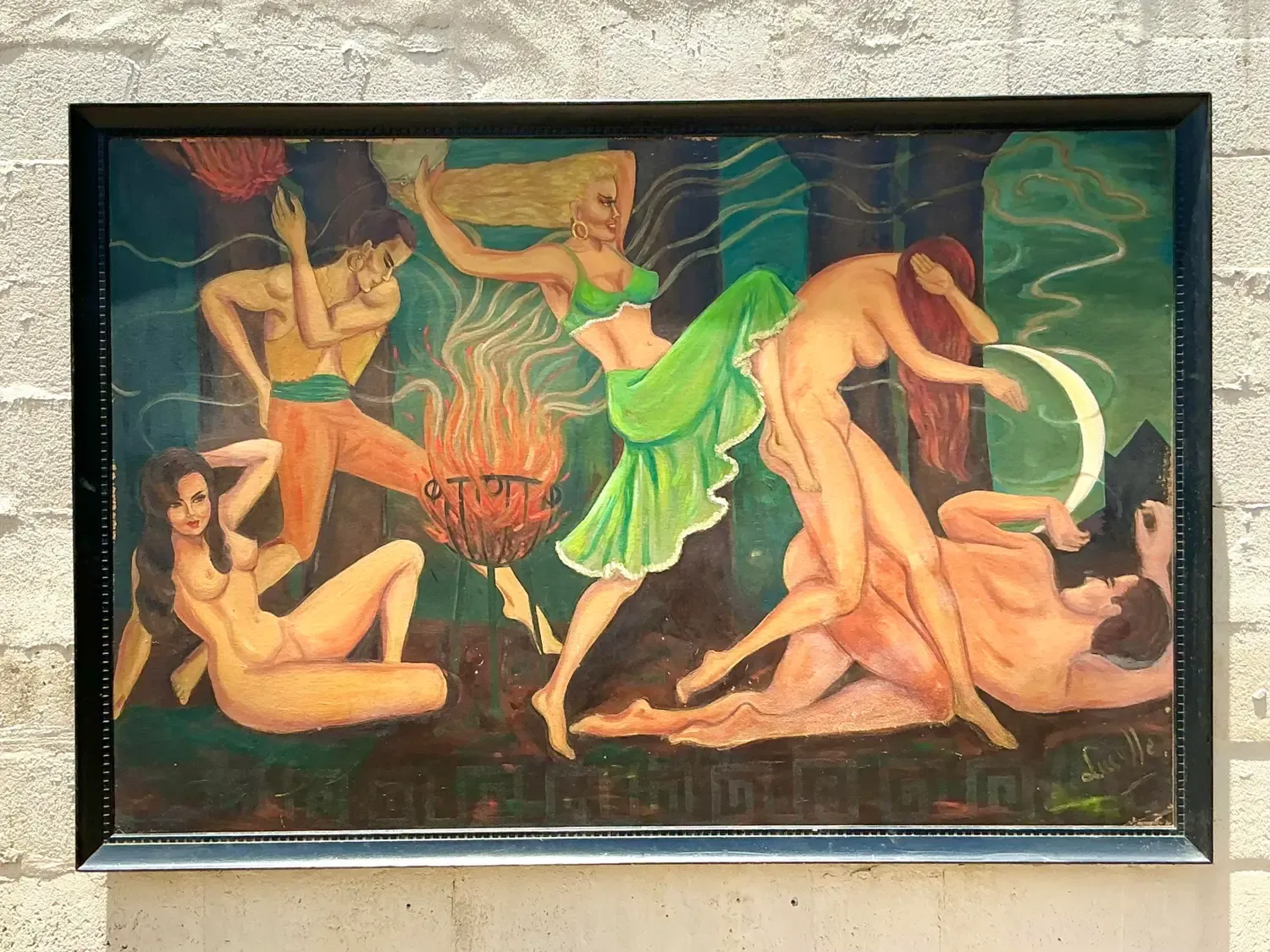 Vintage Boho Original Figurative Oil Painting on Board — additional photo 6