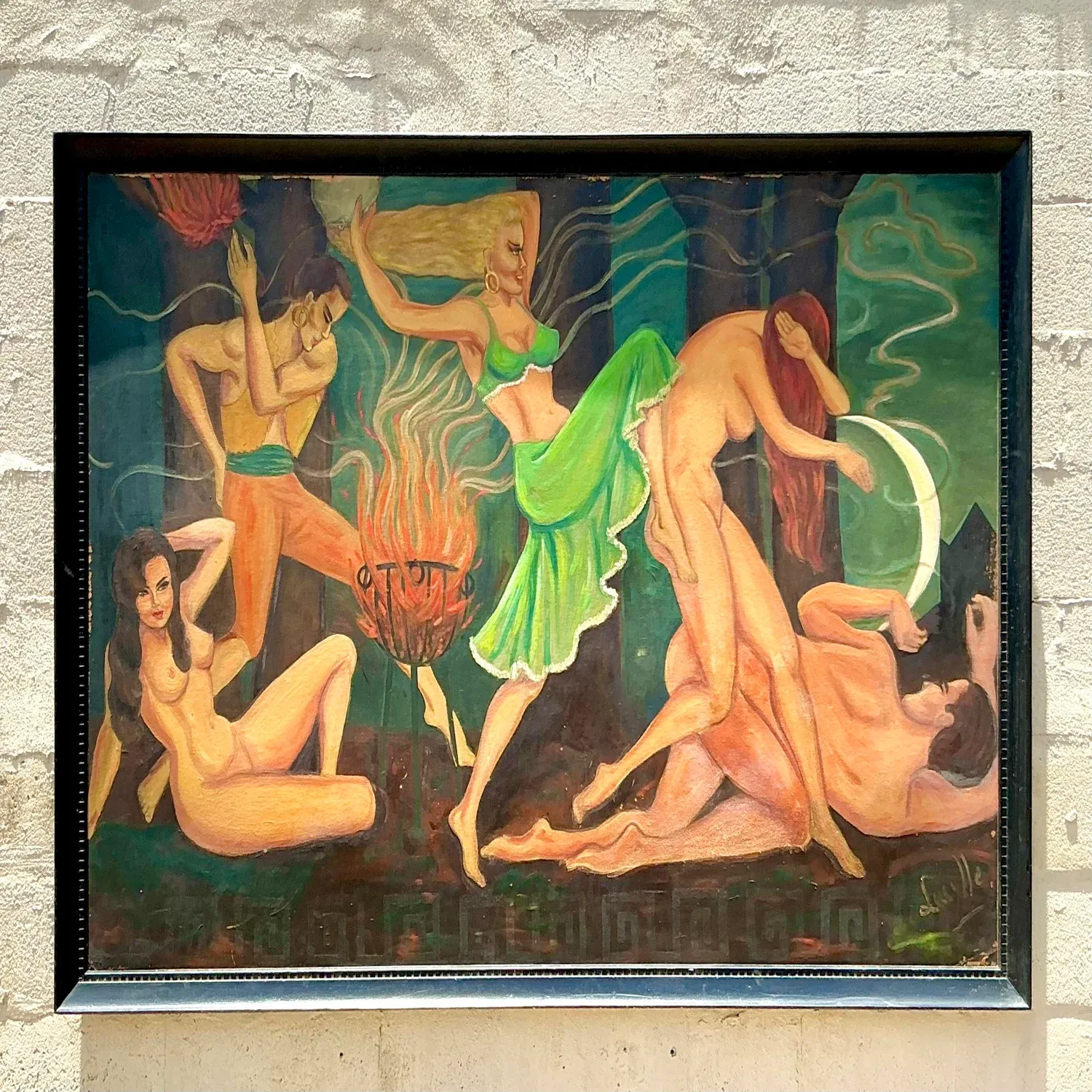 Vintage Boho Original Figurative Oil Painting on Board — additional photo 8