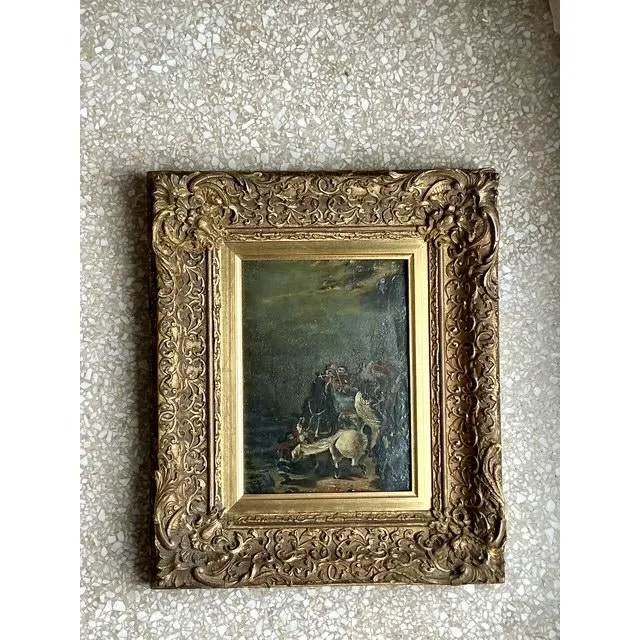 Vintage Boho Original Figurative Oil Painting on Canvas - Side view