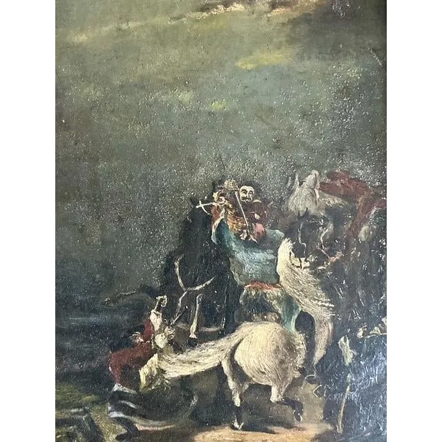 Vintage Boho Original Figurative Oil Painting on Canvas - Top view