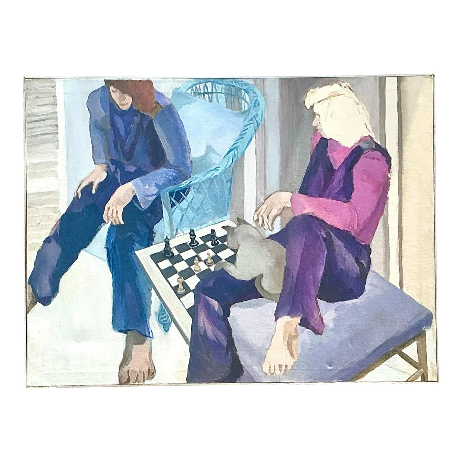 Vintage Boho Original Figurative Oil Painting on Canvas — additional photo 5