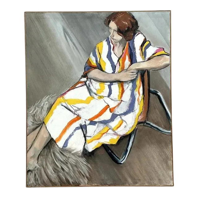Vintage Boho Original Figurative Oil Portrait on Canvas — additional photo 2