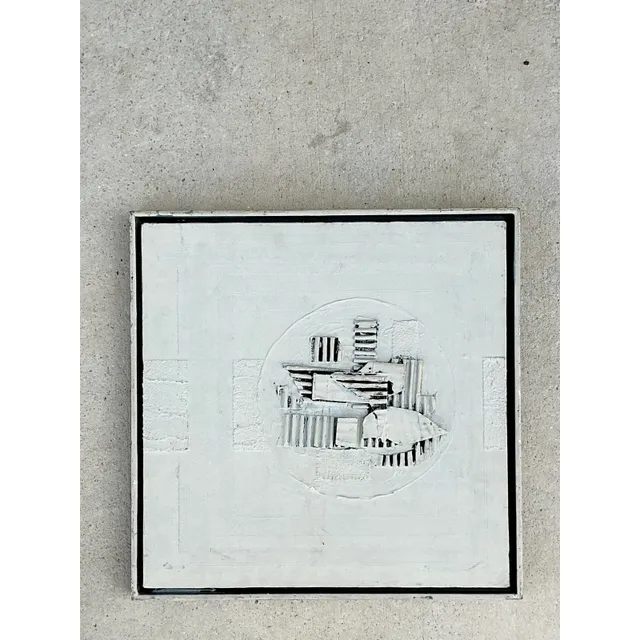 Vintage Boho Original Found Object Oil Painting on Canvas — additional photo 1