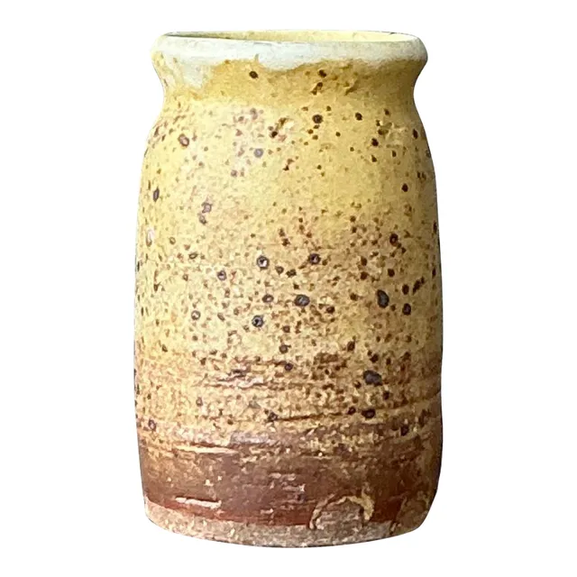 Vintage Boho Original Glazed Ceramic Vase - Ceramic, 2.5W x 4.25H — additional photo 1