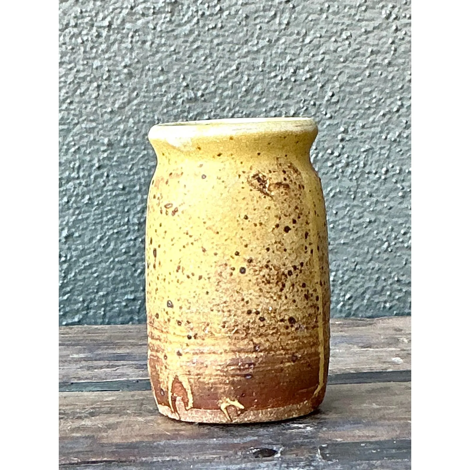 Vintage Boho Original Glazed Ceramic Vase - Ceramic, 2.5W x 4.25H — additional photo 2