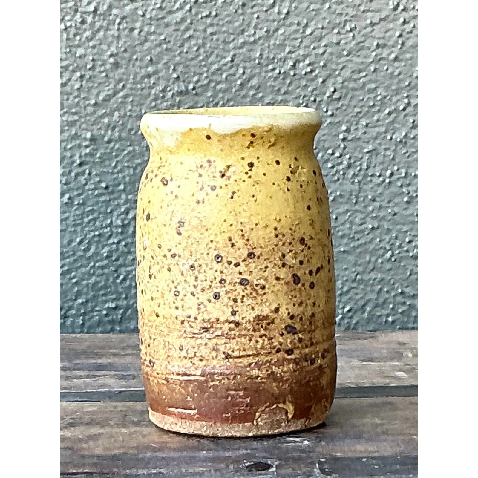 Vintage Boho Original Glazed Ceramic Vase - Ceramic, 2.5W x 4.25H — additional photo 5
