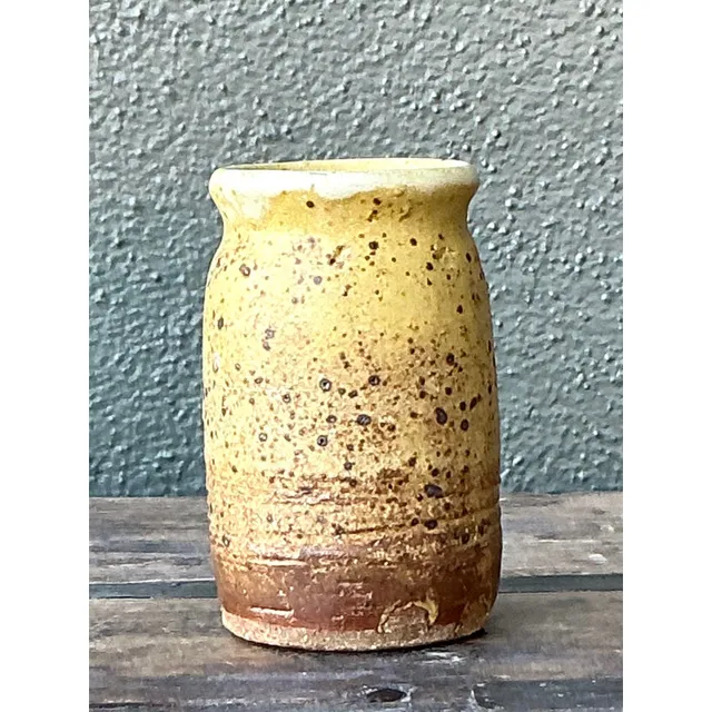 Vintage Boho Original Glazed Ceramic Vase - Ceramic, 2.5W x 4.25H — additional photo 5