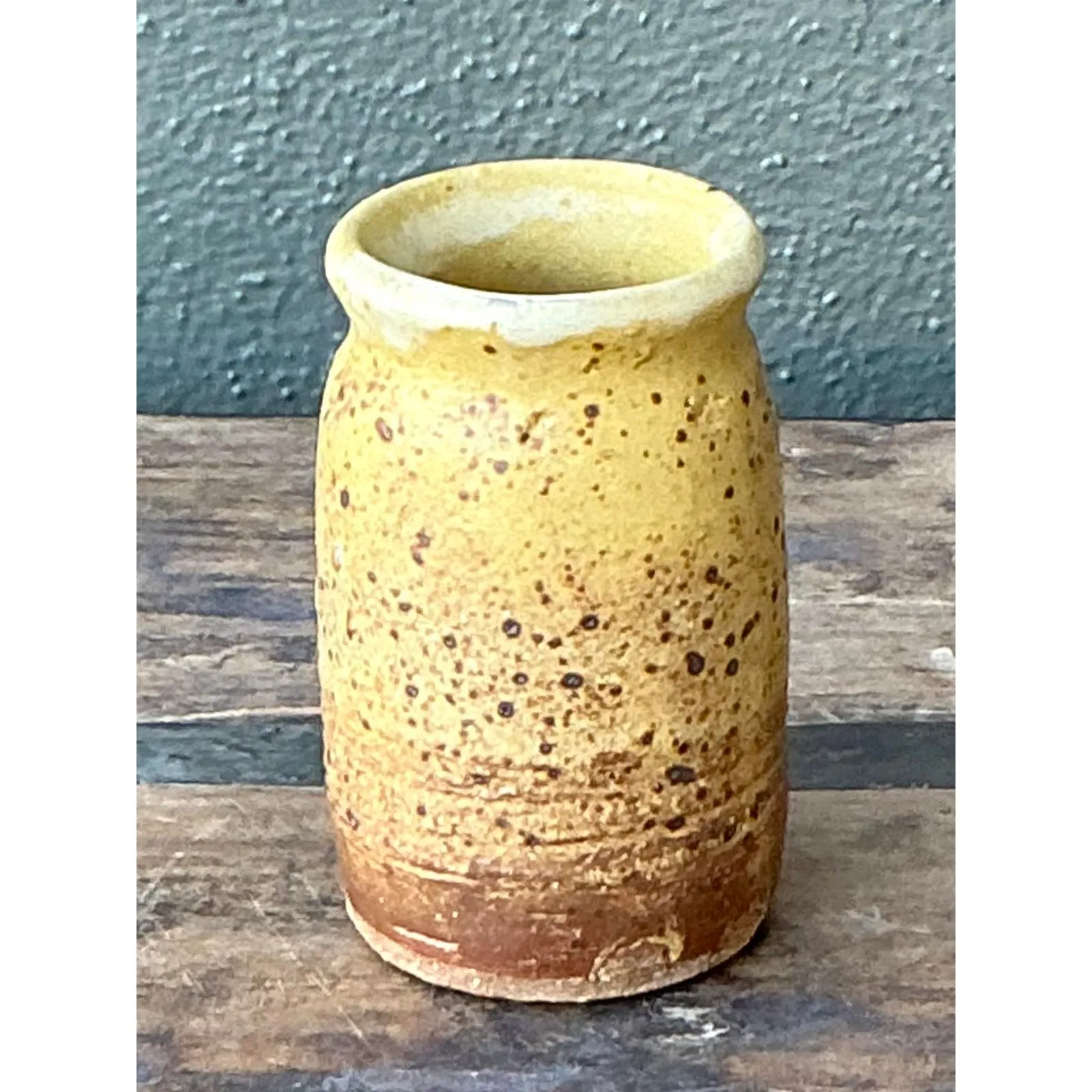 Vintage Boho Original Glazed Ceramic Vase - Ceramic, 2.5W x 4.25H — additional photo 6