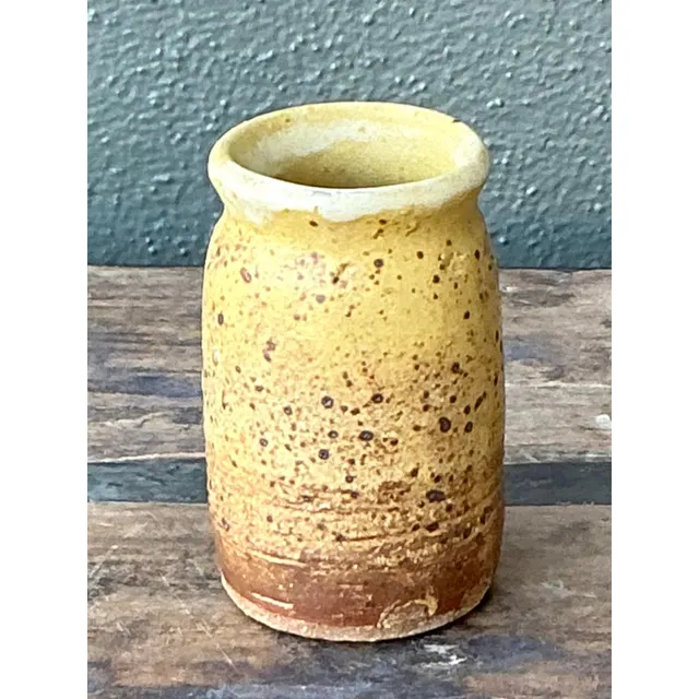 Vintage Boho Original Glazed Ceramic Vase - Ceramic, 2.5W x 4.25H — additional photo 6