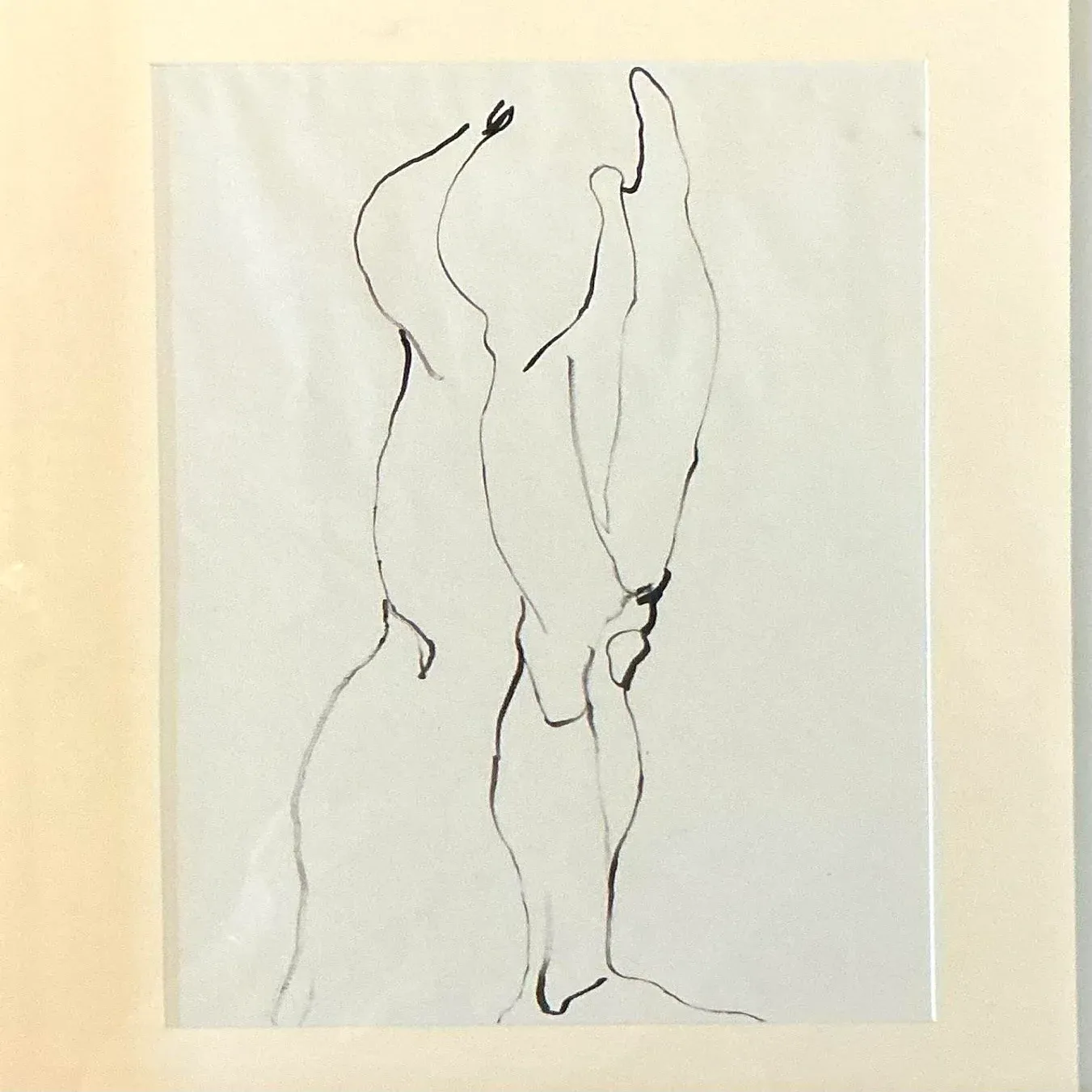 Vintage Boho Original Ink Line Drawing of Man — additional photo 1