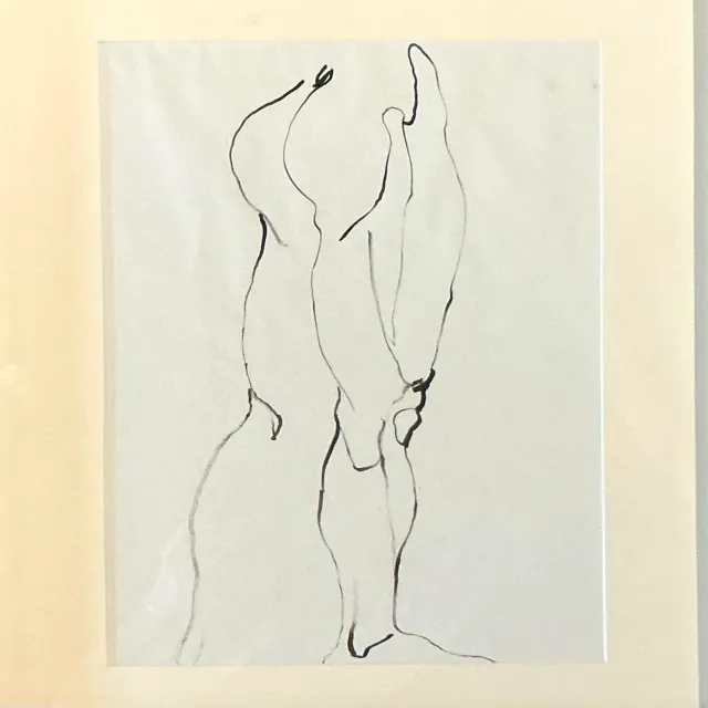 Vintage Boho Original Ink Line Drawing of Man — additional photo 1