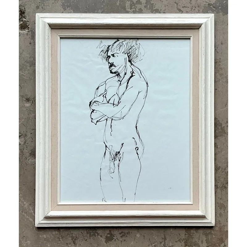 Vintage Boho Original Ink Sketch on Paper — additional photo 2