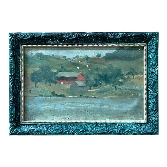 Vintage Boho Original Landscape Oil on Canvas — additional photo 1