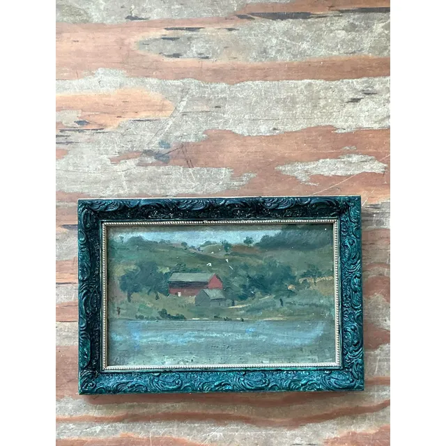 Vintage Boho Original Landscape Oil on Canvas — additional photo 2