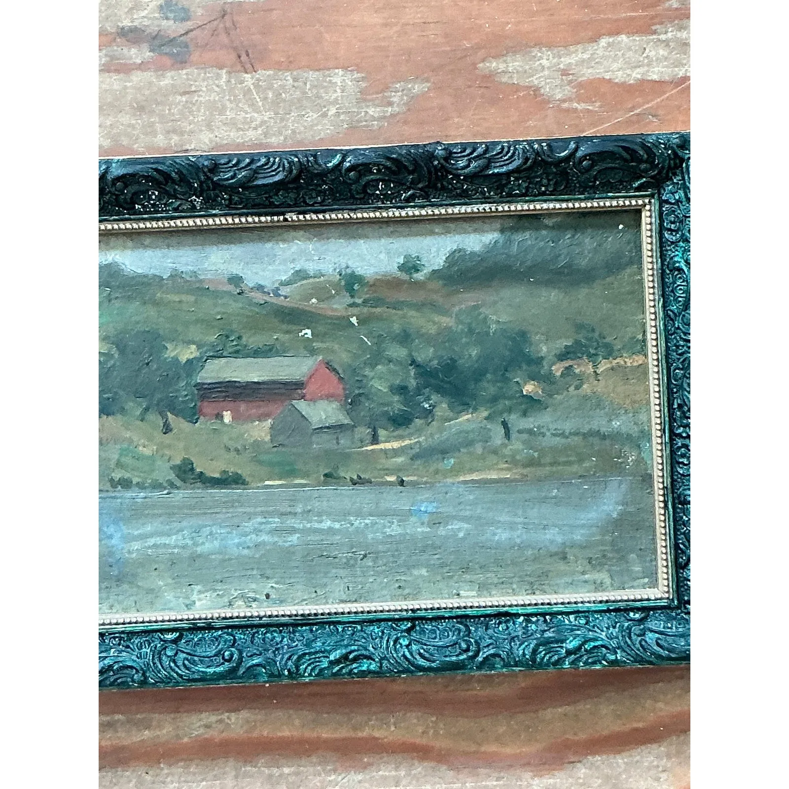 Vintage Boho Original Landscape Oil on Canvas — additional photo 3