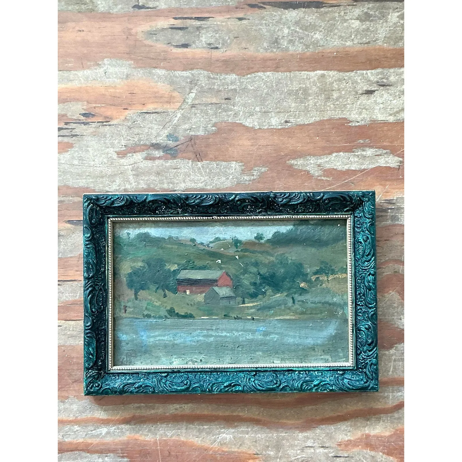 Vintage Boho Original Landscape Oil on Canvas — additional photo 4