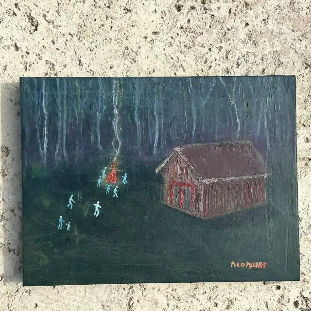 Vintage Boho Original Landscape Oil Painting on Canvas — additional photo 1