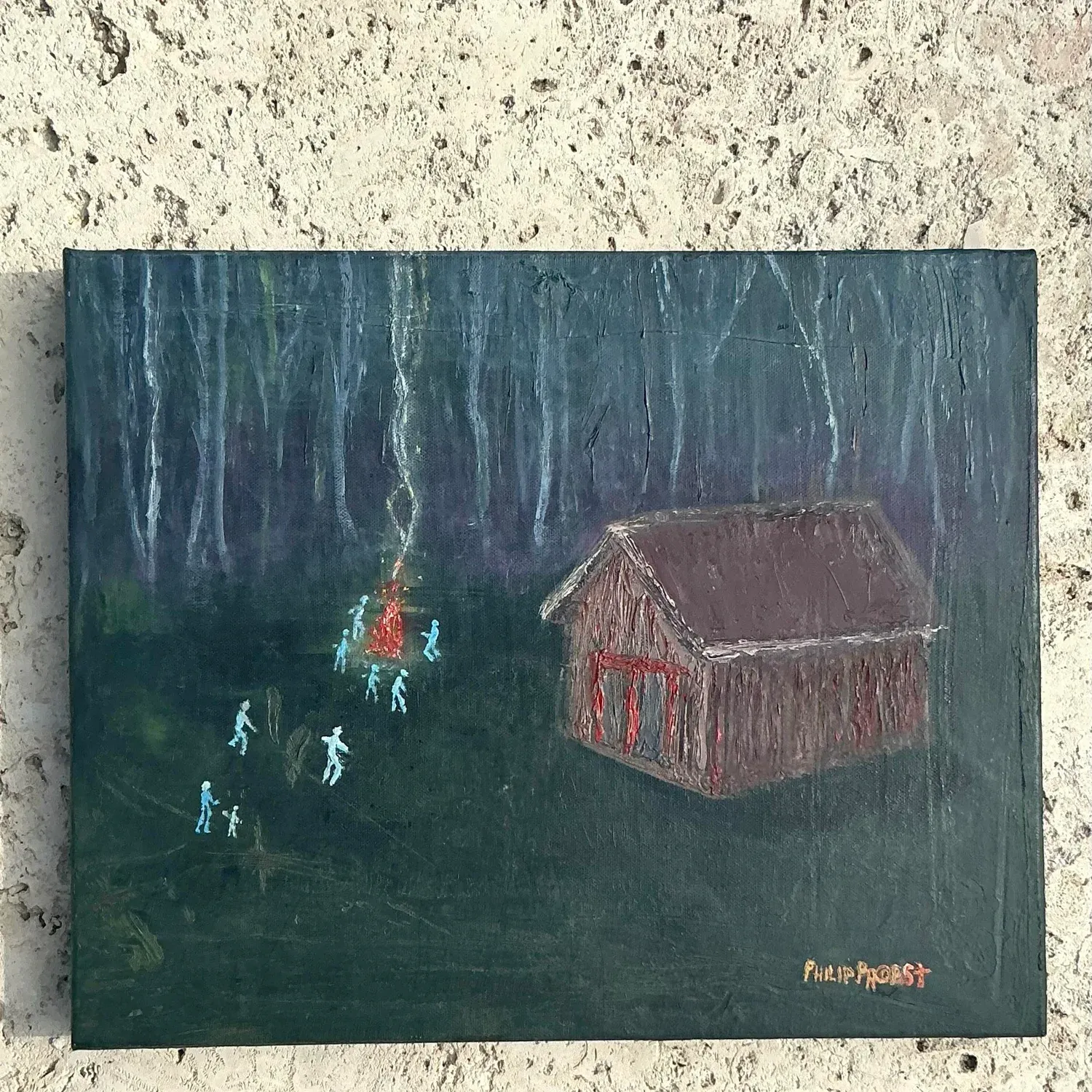 Vintage Boho Original Landscape Oil Painting on Canvas — additional photo 2